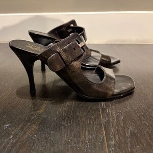 Donald Pilner Couture Made in Italy Size 7.5 Iilenlia Pewter Metallic Sandals